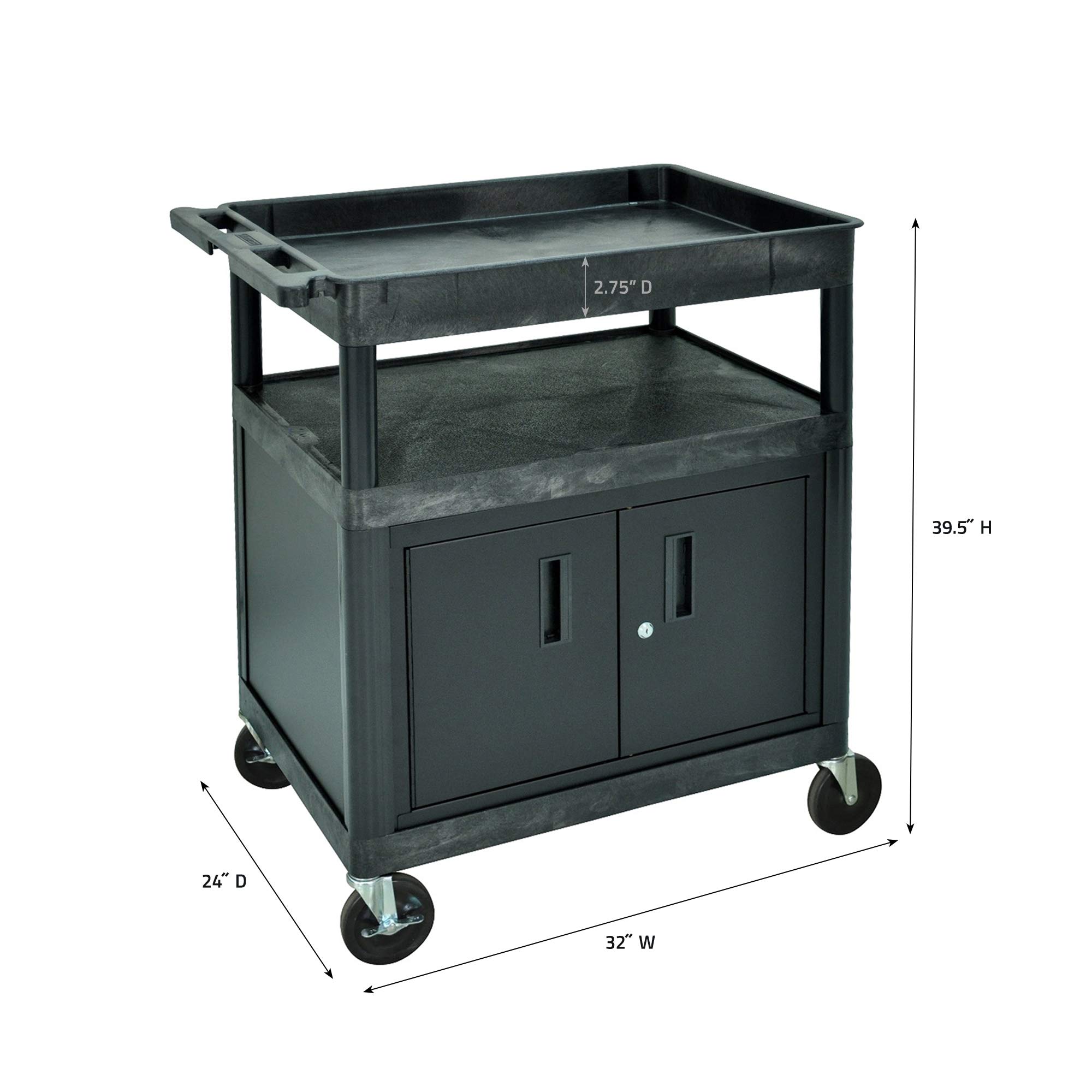 Amazon.com: LUXOR TC122C-B Large Tub Top and Flat Shelf Cart with
